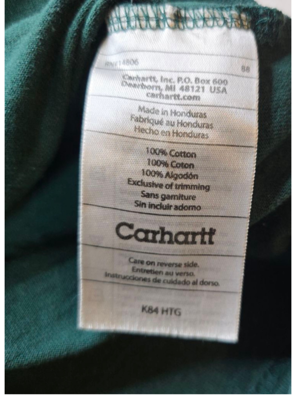 Men's Carhartt Green Short Sleeve Henley Tee L - Picture 5 of 9